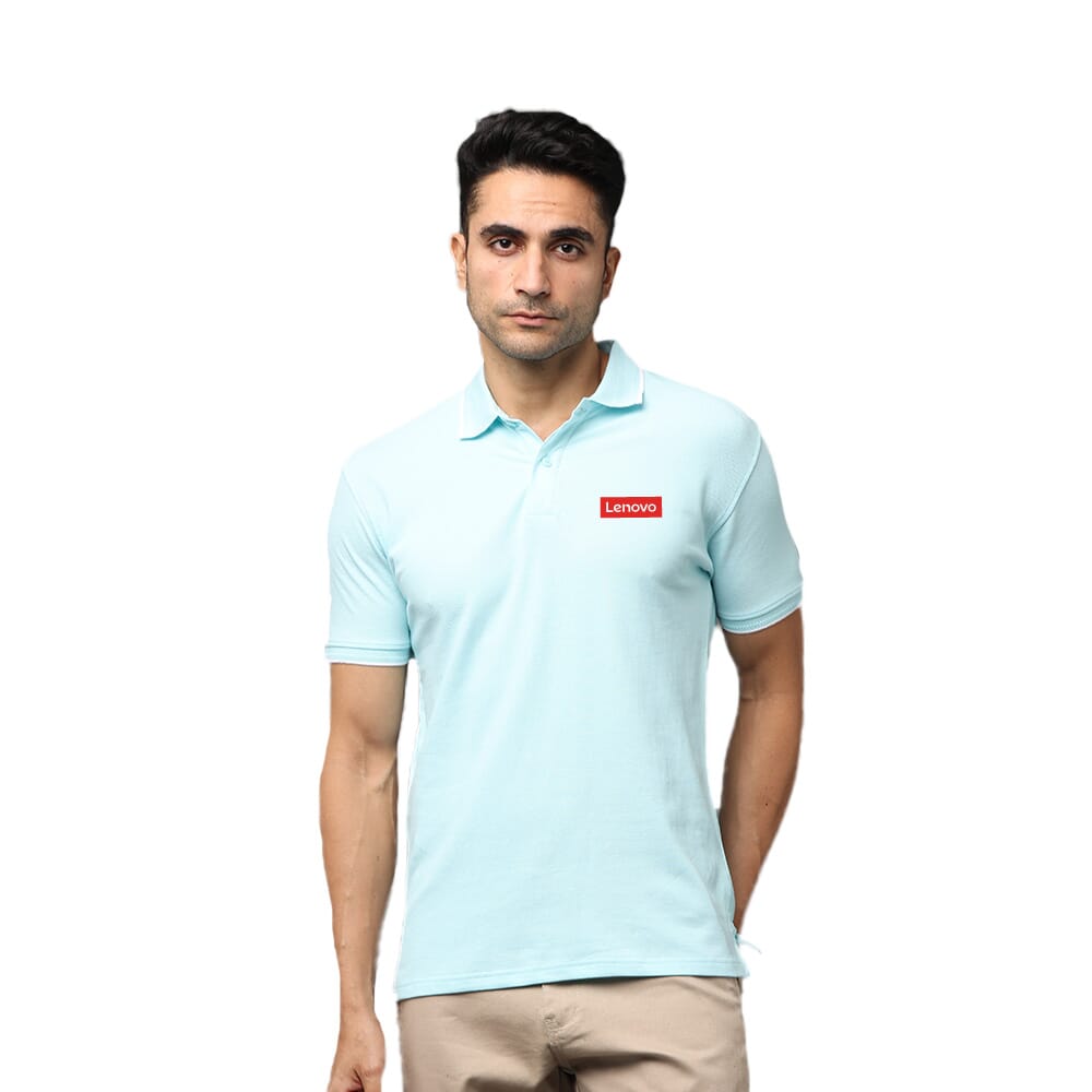 Greys & Blues Pima Collar T-Shirt Ice Blue With White Tipping